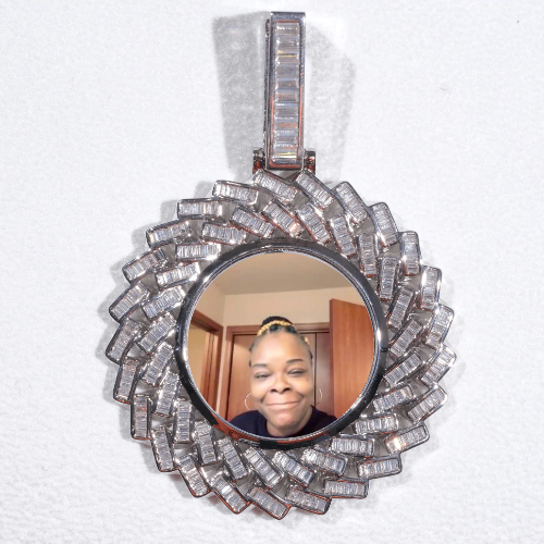 Large 3D Baguette Custom Picture Pendant