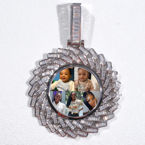 Large 3D Baguette Custom Picture Pendant