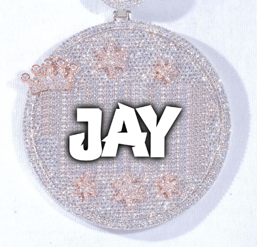 CUSTOM LETTER NECKLACE 3D BIG CROWN DISC