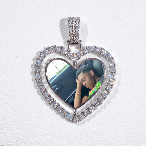 3D Spinning 2-Faced Heart Custom Picture Pendant