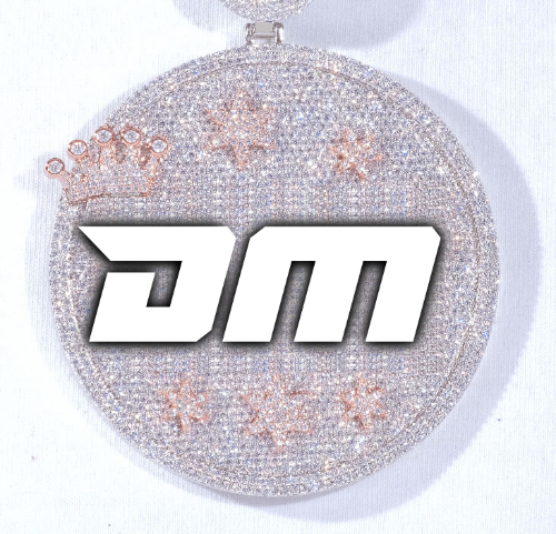 CUSTOM LETTER NECKLACE 3D BIG CROWN DISC