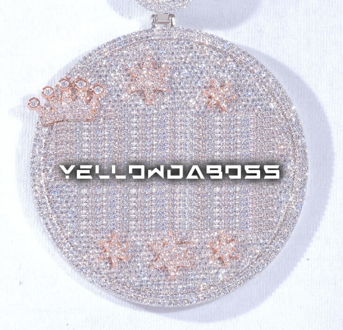 CUSTOM LETTER NECKLACE 3D BIG CROWN DISC