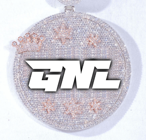 CUSTOM LETTER NECKLACE 3D BIG CROWN DISC