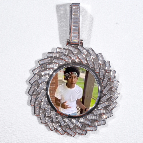 Large 3D Baguette Custom Picture Pendant