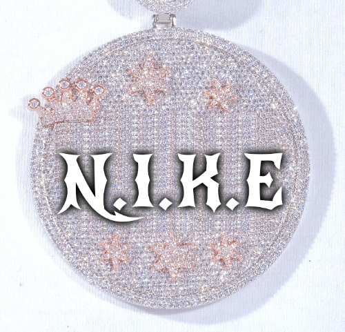 CUSTOM LETTER NECKLACE 3D BIG CROWN DISC