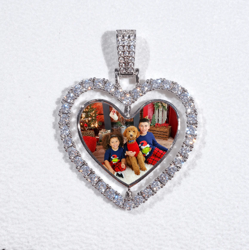 3D Spinning 2-Faced Heart Custom Picture Pendant