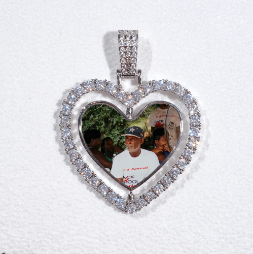 3D Spinning 2-Faced Heart Custom Picture Pendant