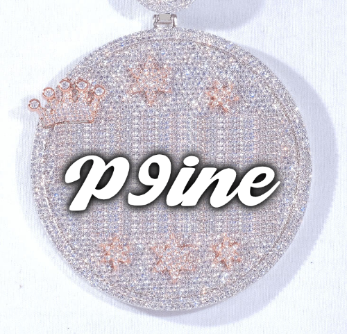 CUSTOM LETTER NECKLACE 3D BIG CROWN DISC