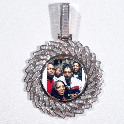 Large 3D Baguette Custom Picture Pendant