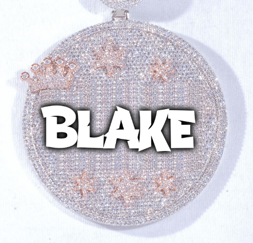 CUSTOM LETTER NECKLACE 3D BIG CROWN DISC