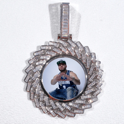 Large 3D Baguette Custom Picture Pendant