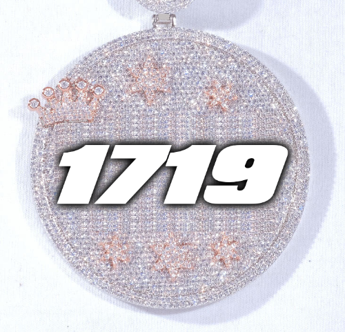 CUSTOM LETTER NECKLACE 3D BIG CROWN DISC