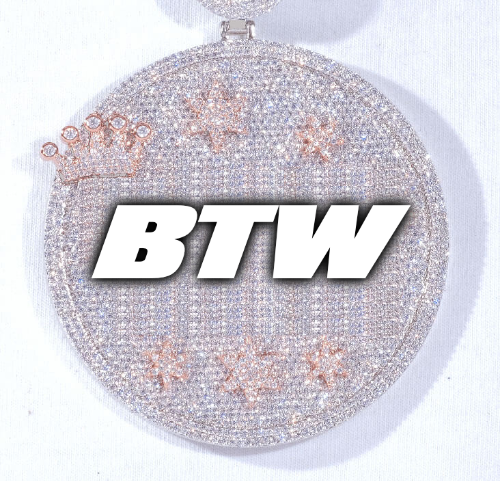 CUSTOM LETTER NECKLACE 3D BIG CROWN DISC