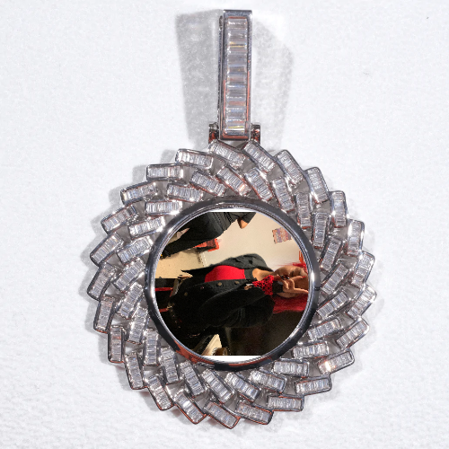 Large 3D Baguette Custom Picture Pendant