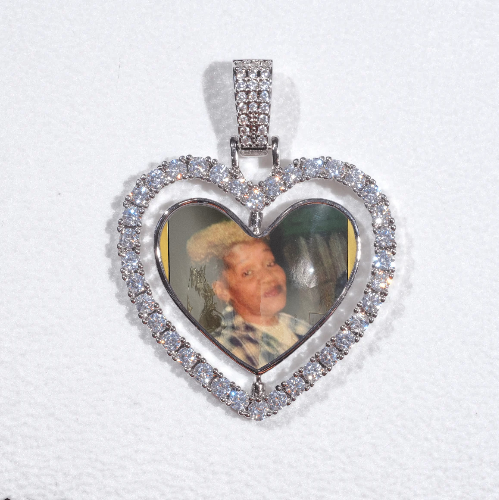 3D Spinning 2-Faced Heart Custom Picture Pendant