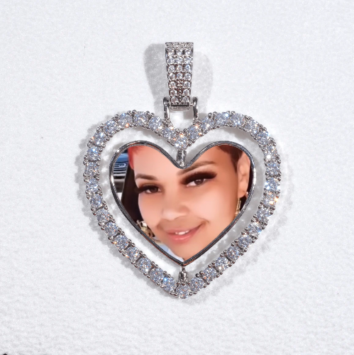 3D Spinning 2-Faced Heart Custom Picture Pendant