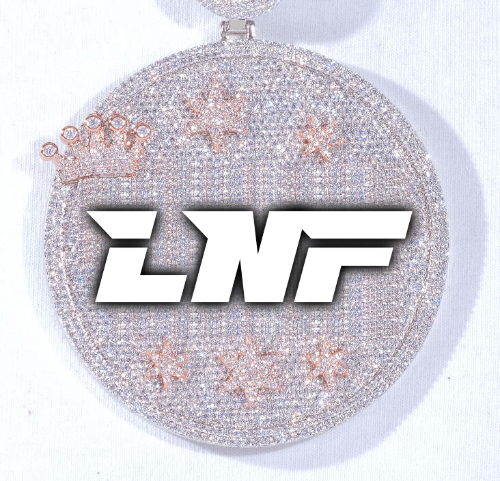 CUSTOM LETTER NECKLACE 3D BIG CROWN DISC