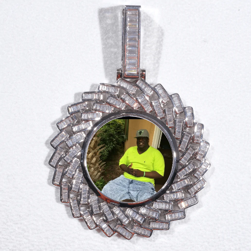 Large 3D Baguette Custom Picture Pendant