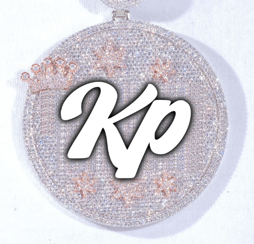 CUSTOM LETTER NECKLACE 3D BIG CROWN DISC