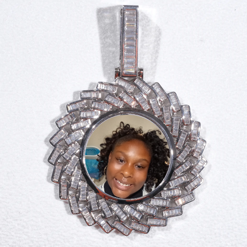 Large 3D Baguette Custom Picture Pendant