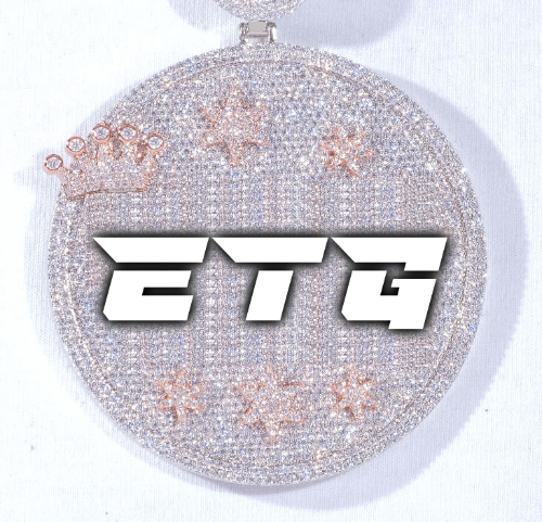 CUSTOM LETTER NECKLACE 3D BIG CROWN DISC