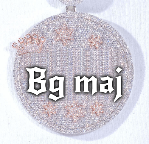 CUSTOM LETTER NECKLACE 3D BIG CROWN DISC