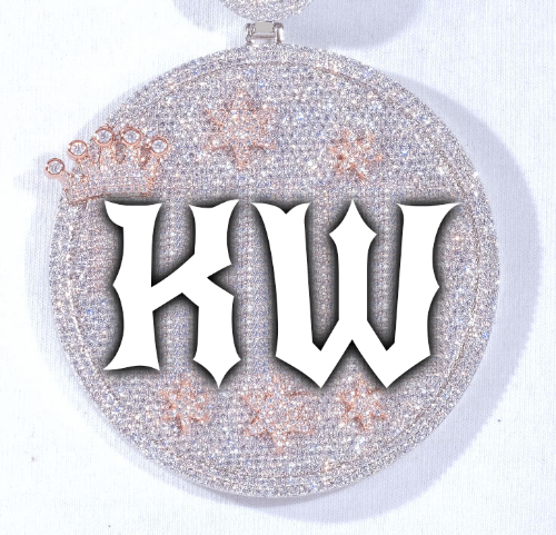 CUSTOM LETTER NECKLACE 3D BIG CROWN DISC