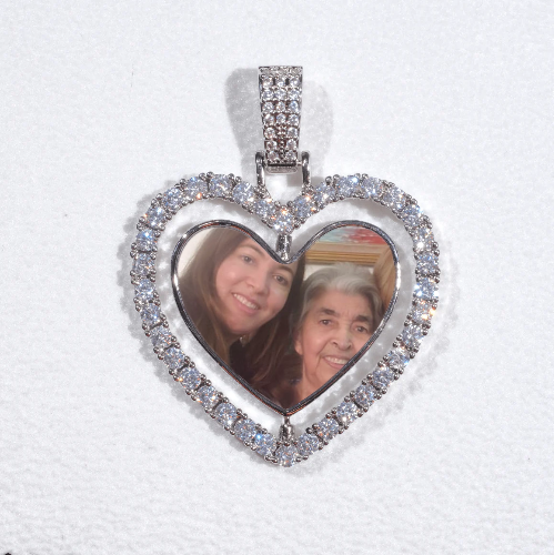 3D Spinning 2-Faced Heart Custom Picture Pendant