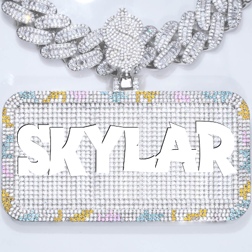 CUSTOM LETTER NECKLACE 3D COLORFUL SQUARE