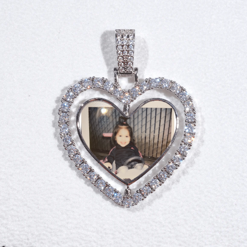3D Spinning 2-Faced Heart Custom Picture Pendant
