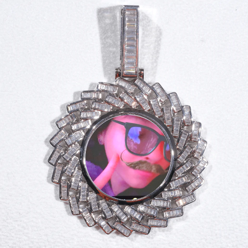 Large 3D Baguette Custom Picture Pendant
