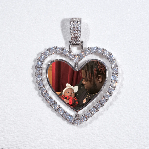 3D Spinning 2-Faced Heart Custom Picture Pendant