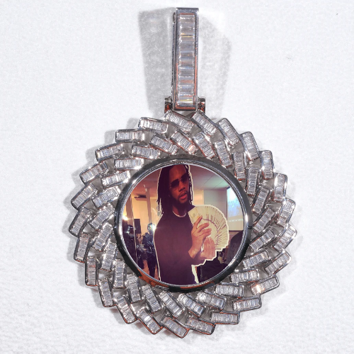 Large 3D Baguette Custom Picture Pendant