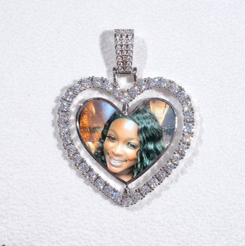 3D Spinning 2-Faced Heart Custom Picture Pendant
