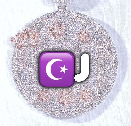 CUSTOM LETTER NECKLACE 3D BIG CROWN DISC