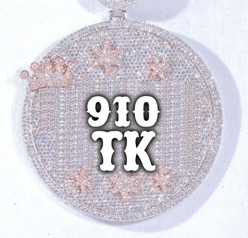 CUSTOM LETTER NECKLACE 3D BIG CROWN DISC