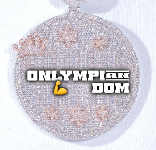 CUSTOM LETTER NECKLACE 3D BIG CROWN DISC