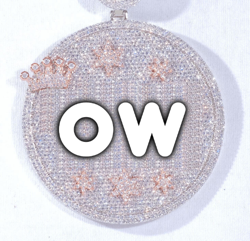 CUSTOM LETTER NECKLACE 3D BIG CROWN DISC
