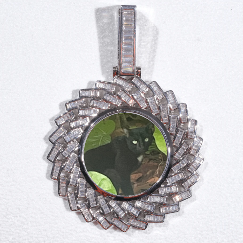 Large 3D Baguette Custom Picture Pendant