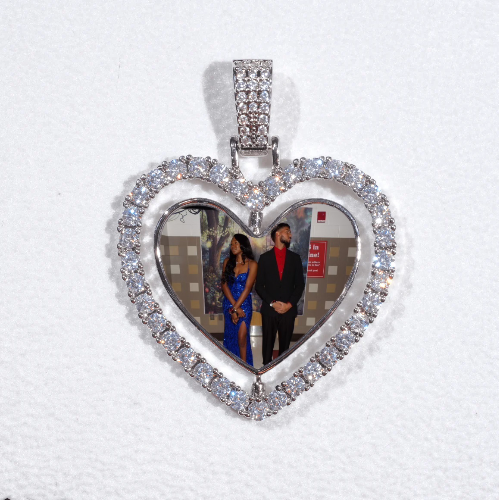3D Spinning 2-Faced Heart Custom Picture Pendant