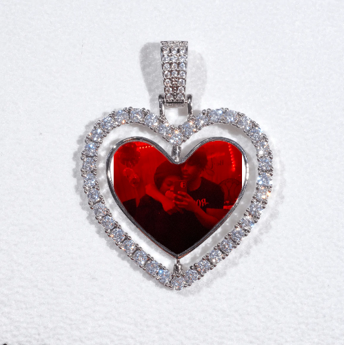3D Spinning 2-Faced Heart Custom Picture Pendant