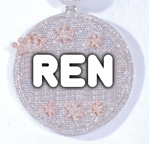 CUSTOM LETTER NECKLACE 3D BIG CROWN DISC