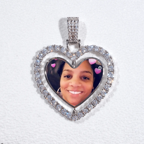 3D Spinning 2-Faced Heart Custom Picture Pendant