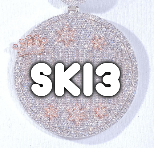 CUSTOM LETTER NECKLACE 3D BIG CROWN DISC