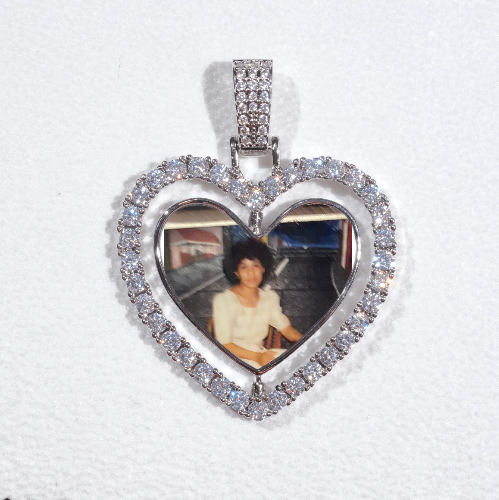 3D Spinning 2-Faced Heart Custom Picture Pendant