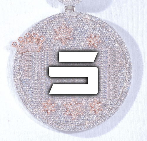 CUSTOM LETTER NECKLACE 3D BIG CROWN DISC