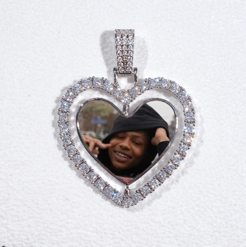 3D Spinning 2-Faced Heart Custom Picture Pendant