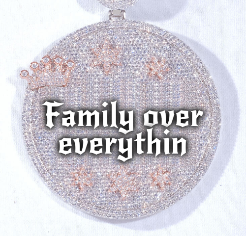 CUSTOM LETTER NECKLACE 3D BIG CROWN DISC