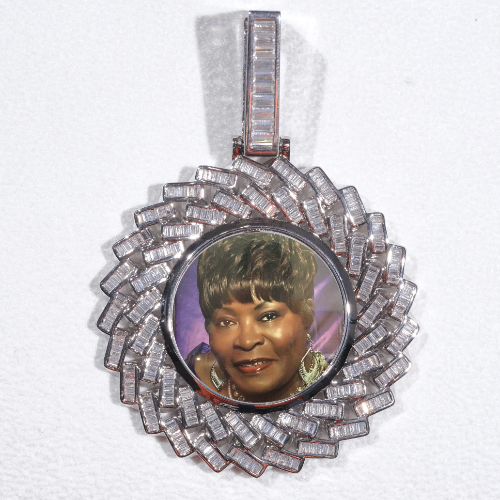 Large 3D Baguette Custom Picture Pendant