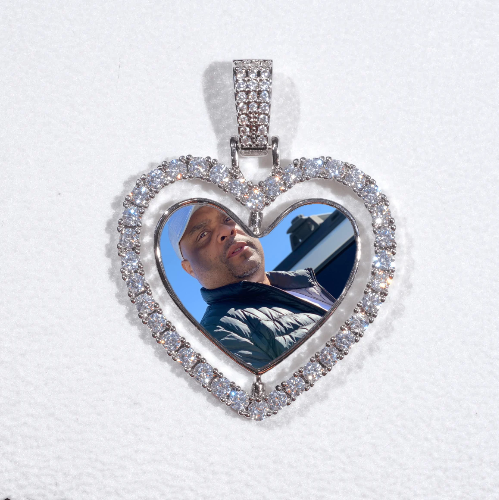 3D Spinning 2-Faced Heart Custom Picture Pendant